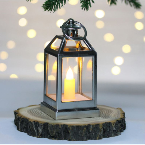 Сувенир новогодний с подсветкой 6*12,5 см серебро Свеча