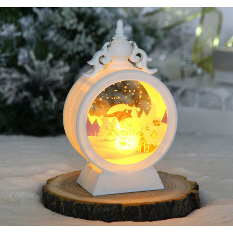 Сувенир новогодний с подсветкой 9,3*15,2 см белый Веселый снеговичок