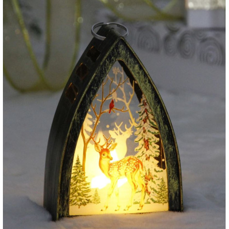 Сувенир новогодний с подсветкой 9,5*14,5 см бронза Зимняя история