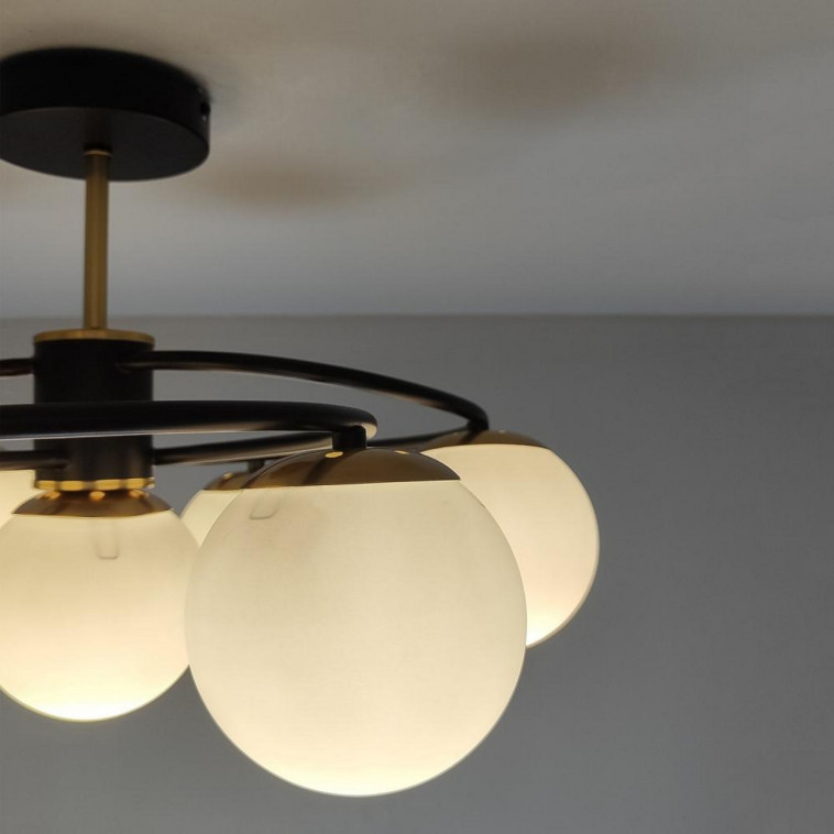 Изображение Люстра 7 плафонов 51*31 см Е27 60Вт 28 м2 плафон стекло черный бронза Baizheng