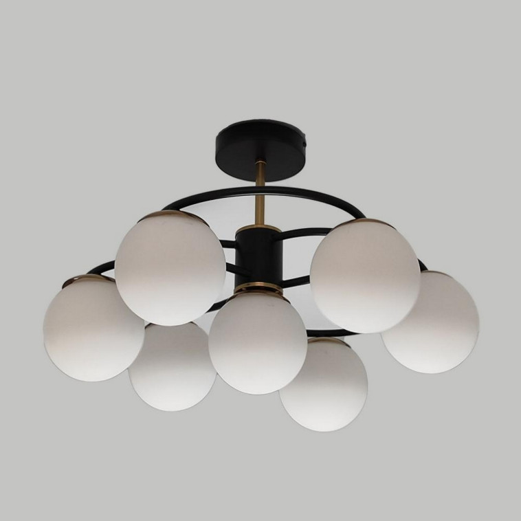 Cнимок Люстра 7 плафонов 51*31 см Е27 60Вт 28 м2 плафон стекло черный бронза Baizheng