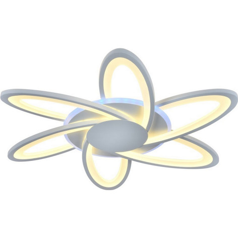 Люстра светодиодная 6 плафонов 68*8 см 144Вт 7344LM 55м2 3 цвета пульт хром Baizheng