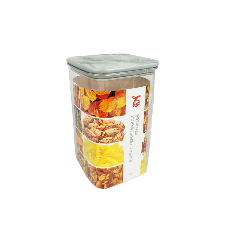 Банка пластиковая для сыпучих продуктов 2,3 л 13х13х21,5 см герм крышка прозр Baizheng