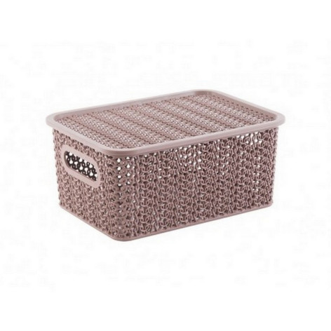 Корзина пластиковая 3 л 235х173х105 мм с крышкой розовый нюд Вязь Violet