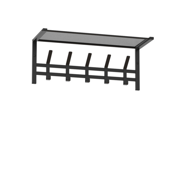 Вешалка металлическая настенная  67х27х27 см 5 крючков с полкой черный Торонто 21 ЗМИ