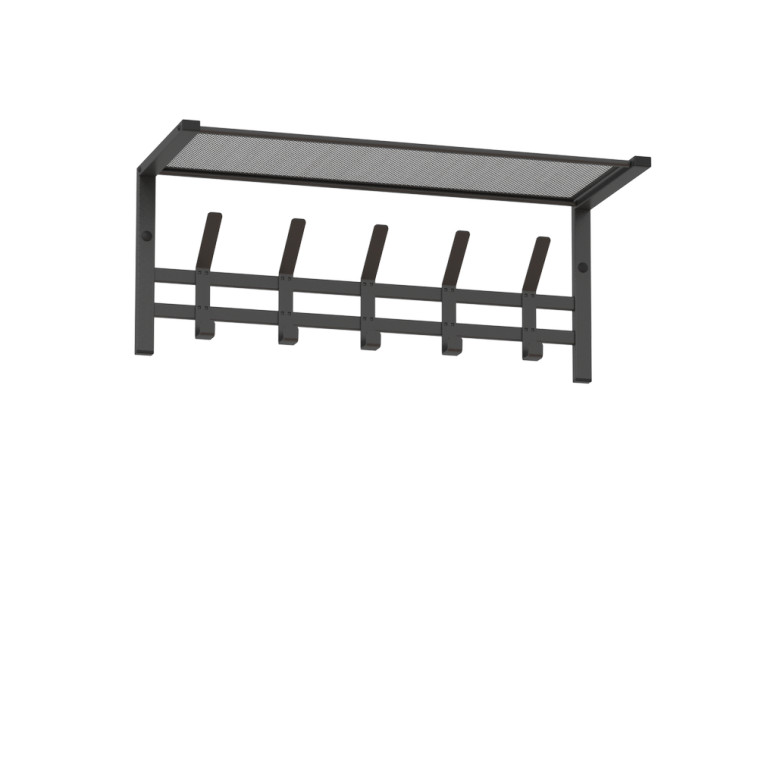 Вешалка металлическая настенная  67х27х27 см 5 крючков с полкой графит Торонто 21 ЗМИ