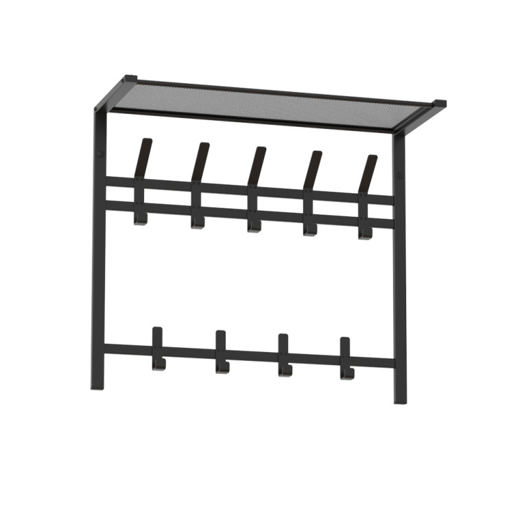 Вешалка металлическая настенная 67х27х58,5 см 9 крючков с полкой черный Торонто 22 ЗМИ