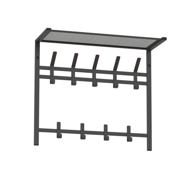 Вешалка металлическая настенная 67х27х58,5 см 9 крючков с полкой графит Торонто 22 ЗМИ