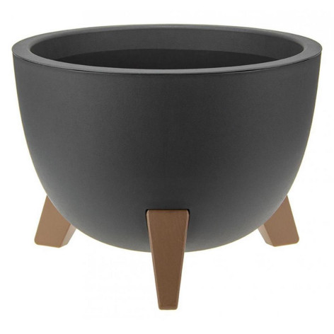 Кашпо пластиковое  2 л на ножках антрацит Грация Bmc