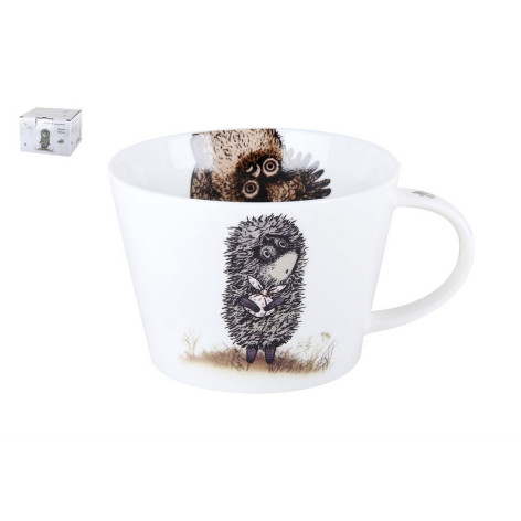 Кружка фарфоровая 500 мл Ежик в тумане Коралл