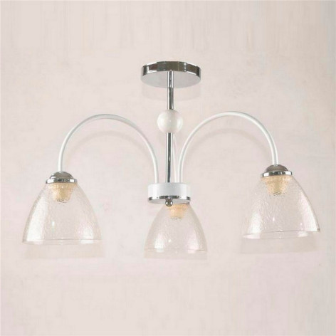 Люстра 3 плафона 57*41 см Е27 60Вт 12м2 плафон стекло белый хром Baizheng