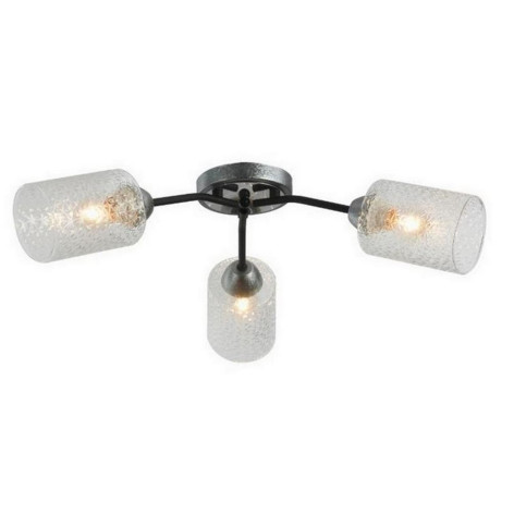 Люстра 3 плафона 60*16 см Е27 60Вт 12м2 плафон стекло серо черный Baizheng