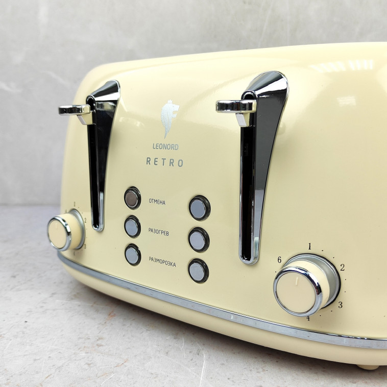 Изображение Тостер 815 Вт 6 позиционный таймер бежевый LE-1901/1 Retro Leonord