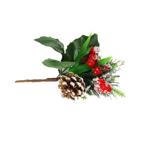 Ветка декоративная 17 см шишки ягоды микс NP-2652 Baizheng Ветка декоративная 17 см шишки ягоды микс NP-2652 Baizheng