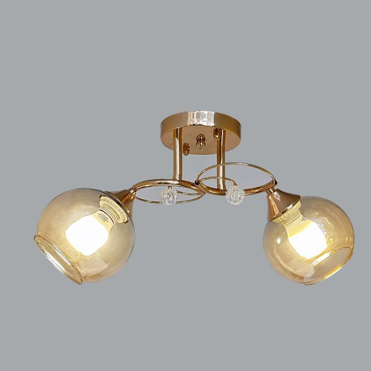 Фото Люстра 2 плафона 47*17*23,5 см Е27 60Вт 9м2 плафон стекло золото Baizheng