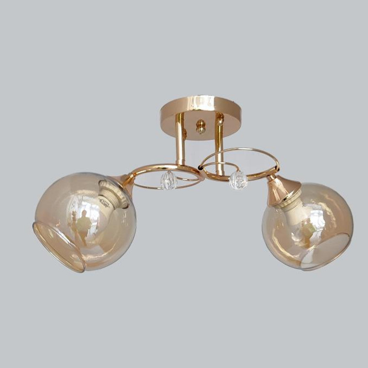 Изображение Люстра 2 плафона 47*17*23,5 см Е27 60Вт 9м2 плафон стекло золото Baizheng