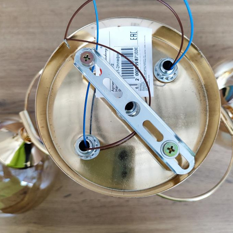 Фото №1 Люстра 2 плафона 47*17*23,5 см Е27 60Вт 9м2 плафон стекло золото Baizheng