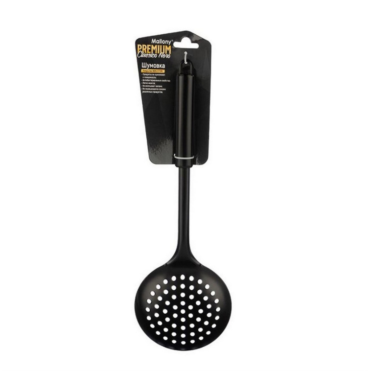 Шумовка нержавеющая сталь 34 cм non-stick ручка Classico Nero Mallony