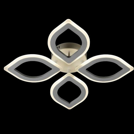 Люстра светодиодная 4 плафона 53*8 см 56 Вт 4032LM 15м2 3 цвета пульт белый хром Baizheng