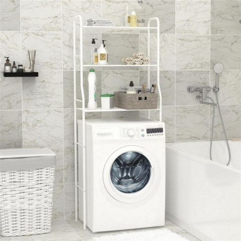 Стеллаж-полка металлический под стир машину 3-х ярусный 65,5х30х167 см белый Атлантик 23 ЗМИ