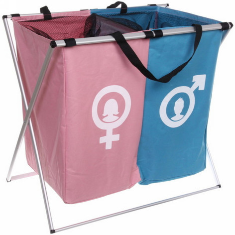 Корзина текстильная для белья 59х39х56 см двойная складная Мужское Женское