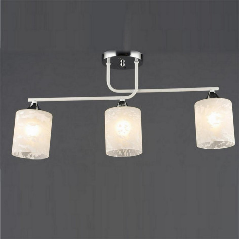 Люстра 3 плафона 59*12*28 см Е27 60Вт 12м2 плафон стекло хром белый Baizheng