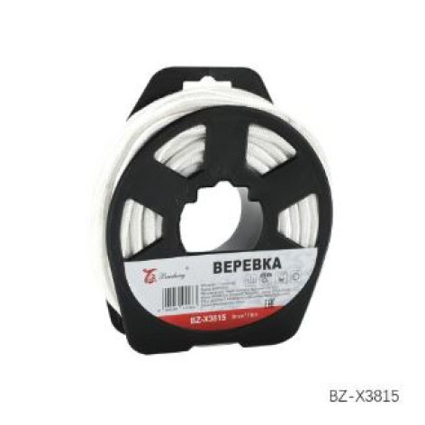 Веревка бельевая 8 мм*15 м полипропилен белый бухта Baizheng