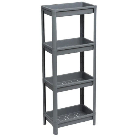 Этажерка пластиковая широкая 4-х ярусная серый 390х234х1007  Vikea Violet
