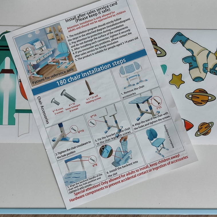 Мини фото №3 Комплект детский 105*80*50/84 см стол стульчик голубой Baizheng