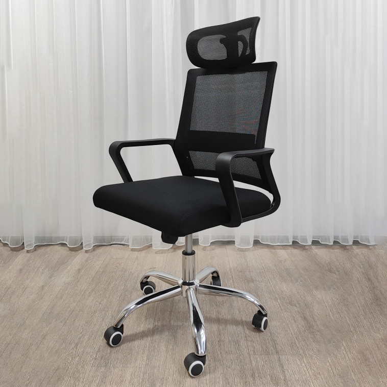 Фото Кресло офисное 110*59*43 см до 150 кг механизм качания полиэстер черный Baizheng