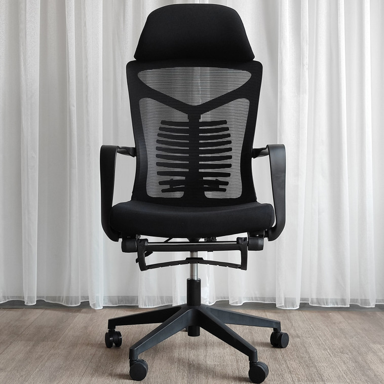 Изображение Кресло офисное 116*58,5*39см до 150кг подножка механизм качания откидная спинка черный Baizheng