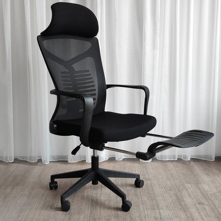 Картинка Кресло офисное 116*58,5*39см до 150кг подножка механизм качания откидная спинка черный Baizheng