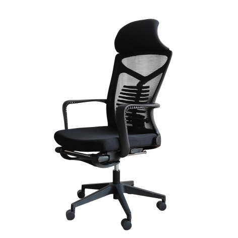 Кресло офисное 116*58,5*39см до 150кг подножка механизм качания откидная спинка черный Baizheng