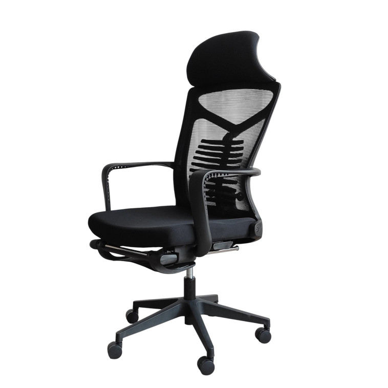 Кресло офисное 116*58,5*39см до 150кг подножка механизм качания откидная спинка черный Baizheng