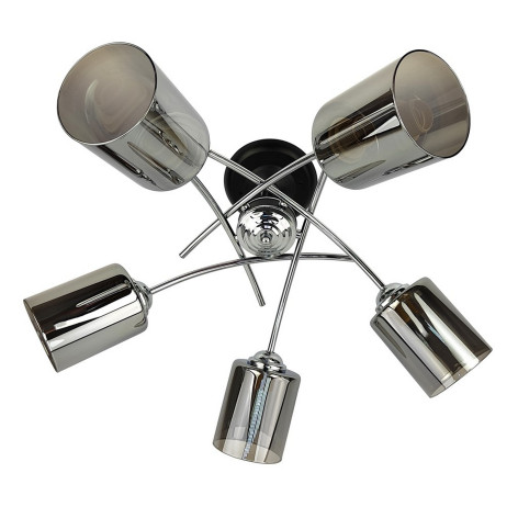 Люстра 5 плафонов 63*30 см E27 60Вт 20м2 плафон стекло черный хром MH37010 Baizheng