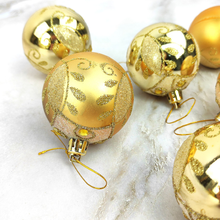 Картинка Набор пластиковых шаров d-6 см 6 шт зимний Волшебная страна