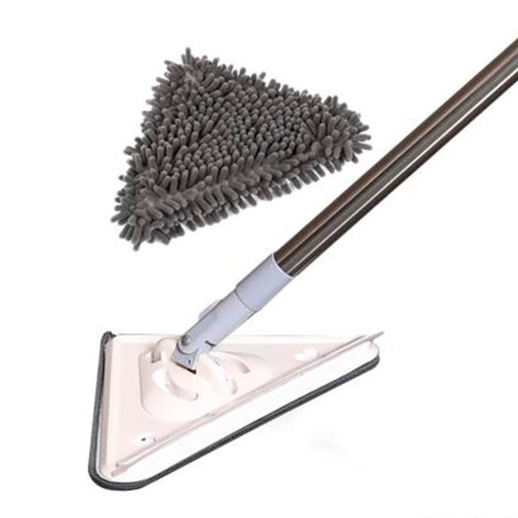 Швабра металлическая 153 см треугольная насадка микрофибра 27х17 см 2 шт Baizheng