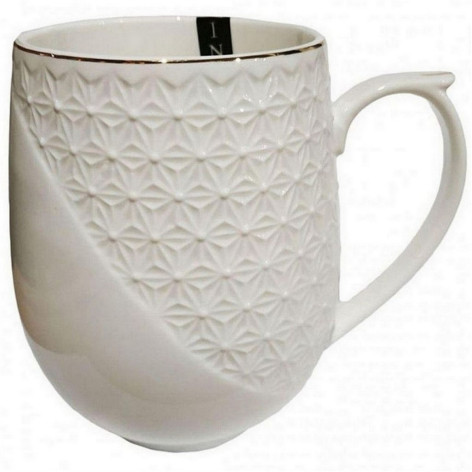 Кружка керамическая 330 мл бело-золотой Снежная королева круг Коралл