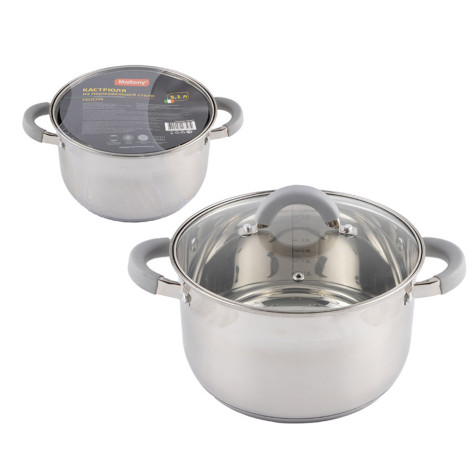 Кастрюля нержавеющая сталь  5,1 л 22 см стекл крышка силикон ручка индукция Felicità Mallony