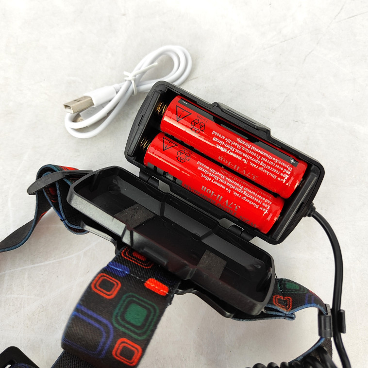 Картинка Фонарь налобный 5,5*6,6*3,5 см 1600 мАч USB аккум вращающаяся фокусир 4 режима XQ-83 Baizheng