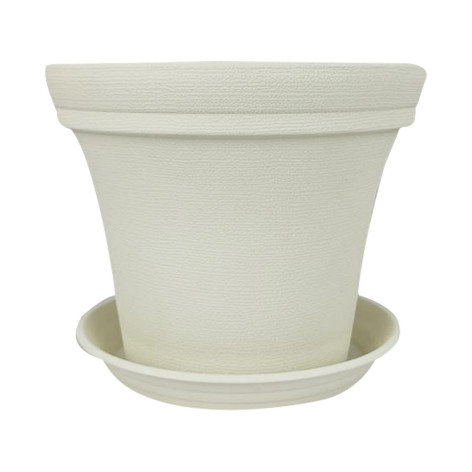 Горшок пластиковый 12,8 л 29,3*28,2*24 см с поддоном белый Baizheng