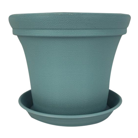 Горшок пластиковый 12,8 л 29,3*28,2*24 см с поддоном голубой Baizheng