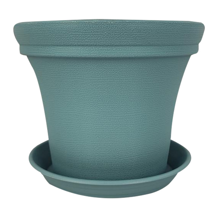 Горшок пластиковый 12,8 л 29,3*28,2*24 см с поддоном голубой Baizheng