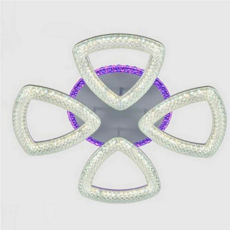 Люстра светодиодная 4 плафона 47,5*10 см 64Вт 2400LM 15м2 3 цвета прилож пульт белый Baizheng