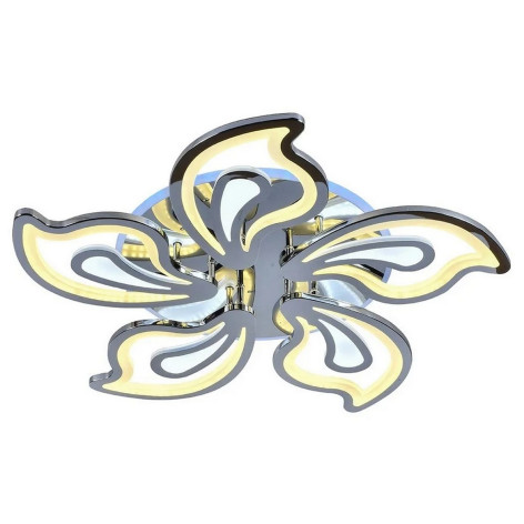 Люстра светодиодная 5 плафонов 55*13 см 190Вт 9690LM 60м2 3 цвета пластик пульт хром Baizheng