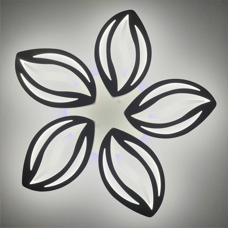 Фото Люстра светодиодная 5 плафонов 57*8,5 см 100Вт 3000LM 45м2 3 цвета пульт пластик кофе Baizheng