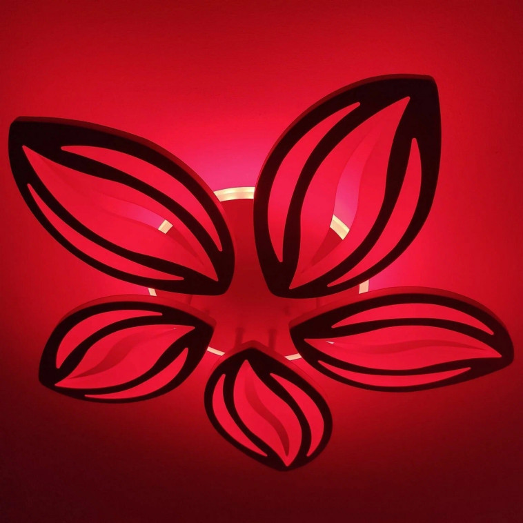 Изображение Люстра светодиодная 5 плафонов 57*8,5 см 100Вт 3000LM 45м2 3 цвета пульт пластик кофе Baizheng