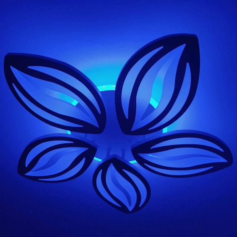 Фотография Люстра светодиодная 5 плафонов 57*8,5 см 100Вт 3000LM 45м2 3 цвета пульт пластик кофе Baizheng