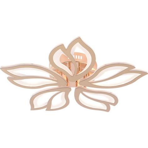 Люстра светодиодная 5 плафонов 60*8,6см 110Вт 4950LM 40м2 пульт пластик золото Baizheng