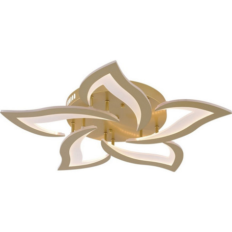 Люстра светодиодная 5 плафонов 67,5*7,5 см 90Вт 4050LM 40м2 3 цвета пульт золото Baizheng